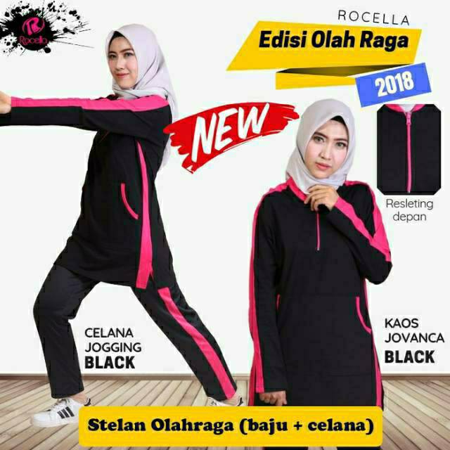 Rocella Setelan Baju Olahraga  Wanita  celana kaos  baju 