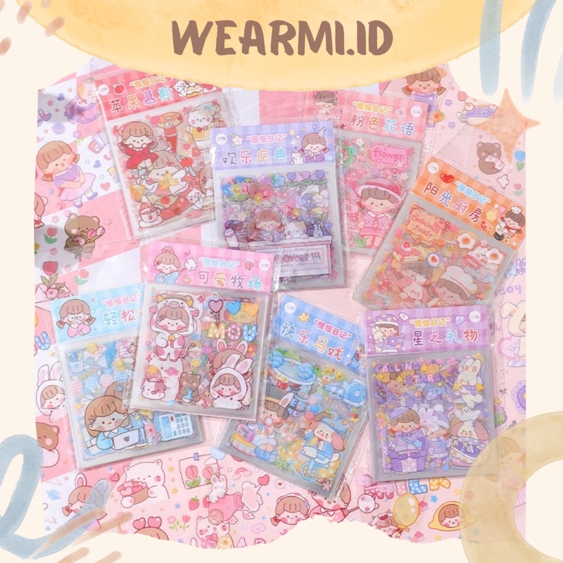25 pcs Sticker Pack Lembar Aesthteic PVC Cute Colorfull Scrapbook bujo Jurnal DIY Wearmi