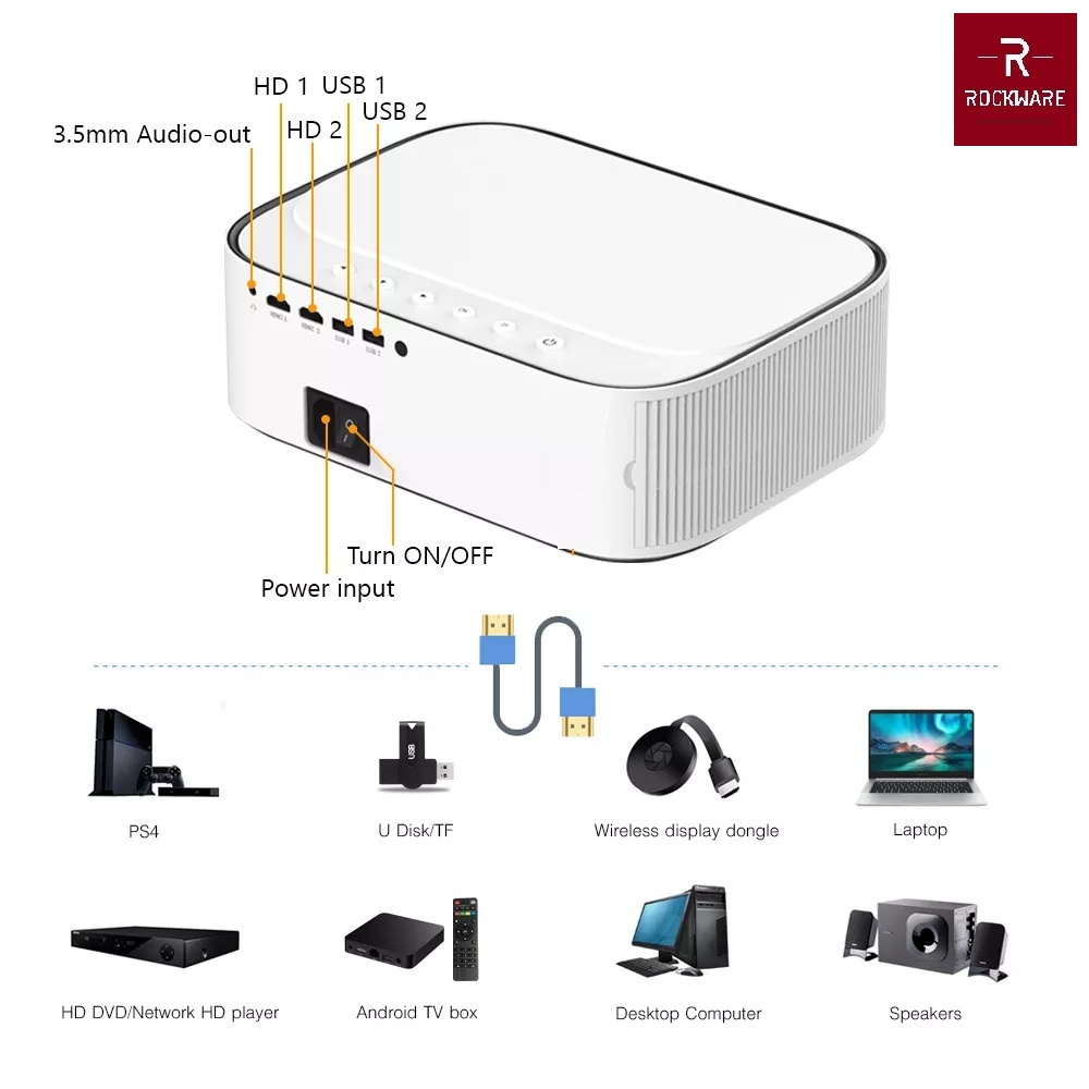 YG551S WiFi (BYINTEK K45 WIFI) Alternatif EZZRALE EZS1 - Full HD Projector WiFi Screen Mirroring 450 ANSI Lumens - Proyektor 1080P 450 ANSI Lumens - Support Wireless Mirroring Display