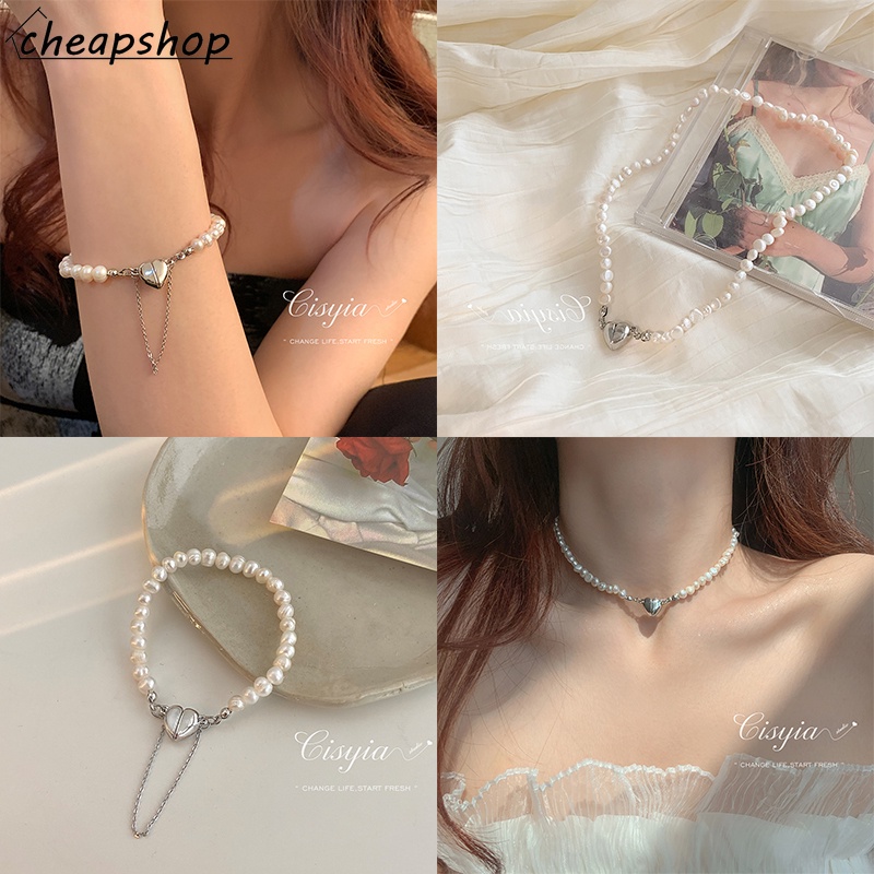 IFYOU Kalung Choker Gelang Rantai Buckle Magnet Bentuk Hati Gaya Vintage Untuk Wanita