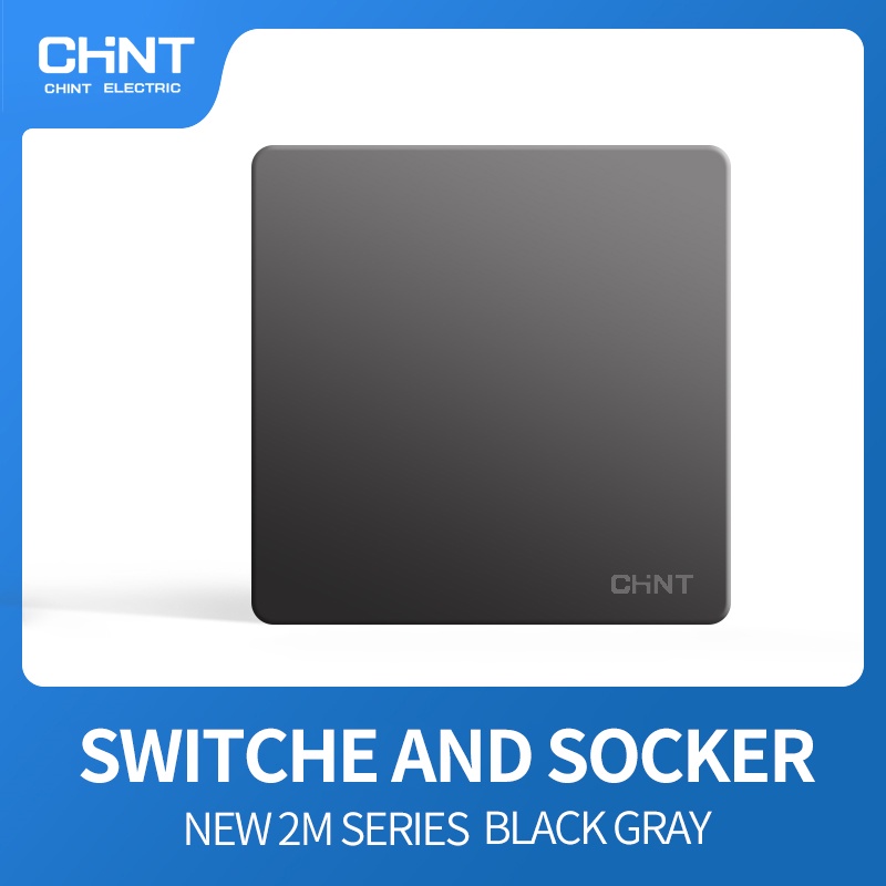 CHINT NEW2M Gray Black 1-gang 1-way Switch / saklar