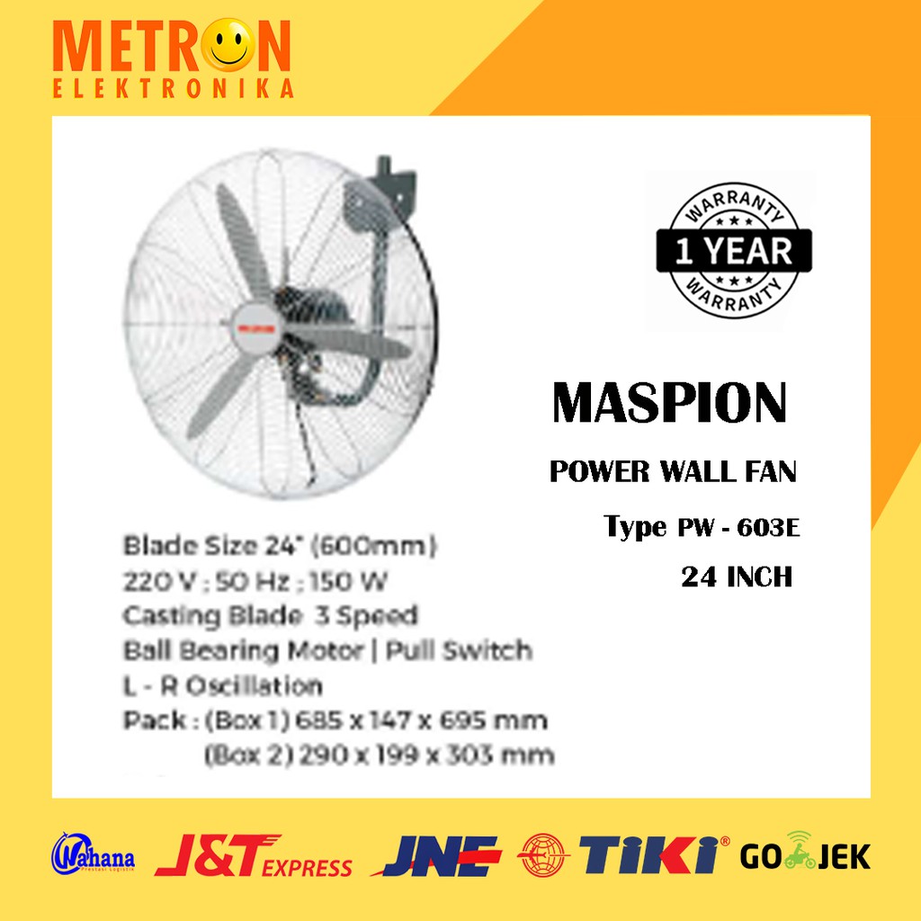 MASPION PW 603 W POWER WALL FAN 24 INCH / PW603W