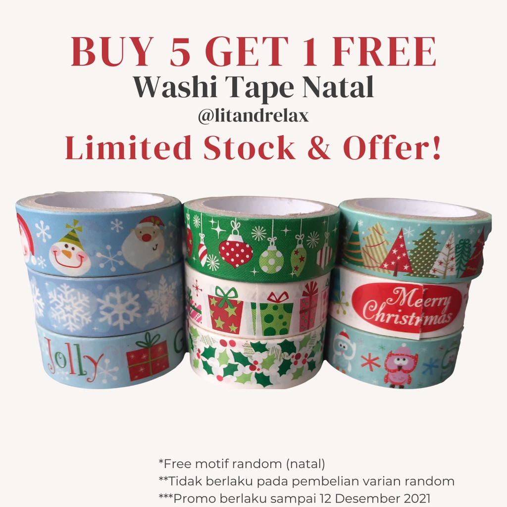 

Washi Tape Natal perlengkapan hampers - Litandrelax