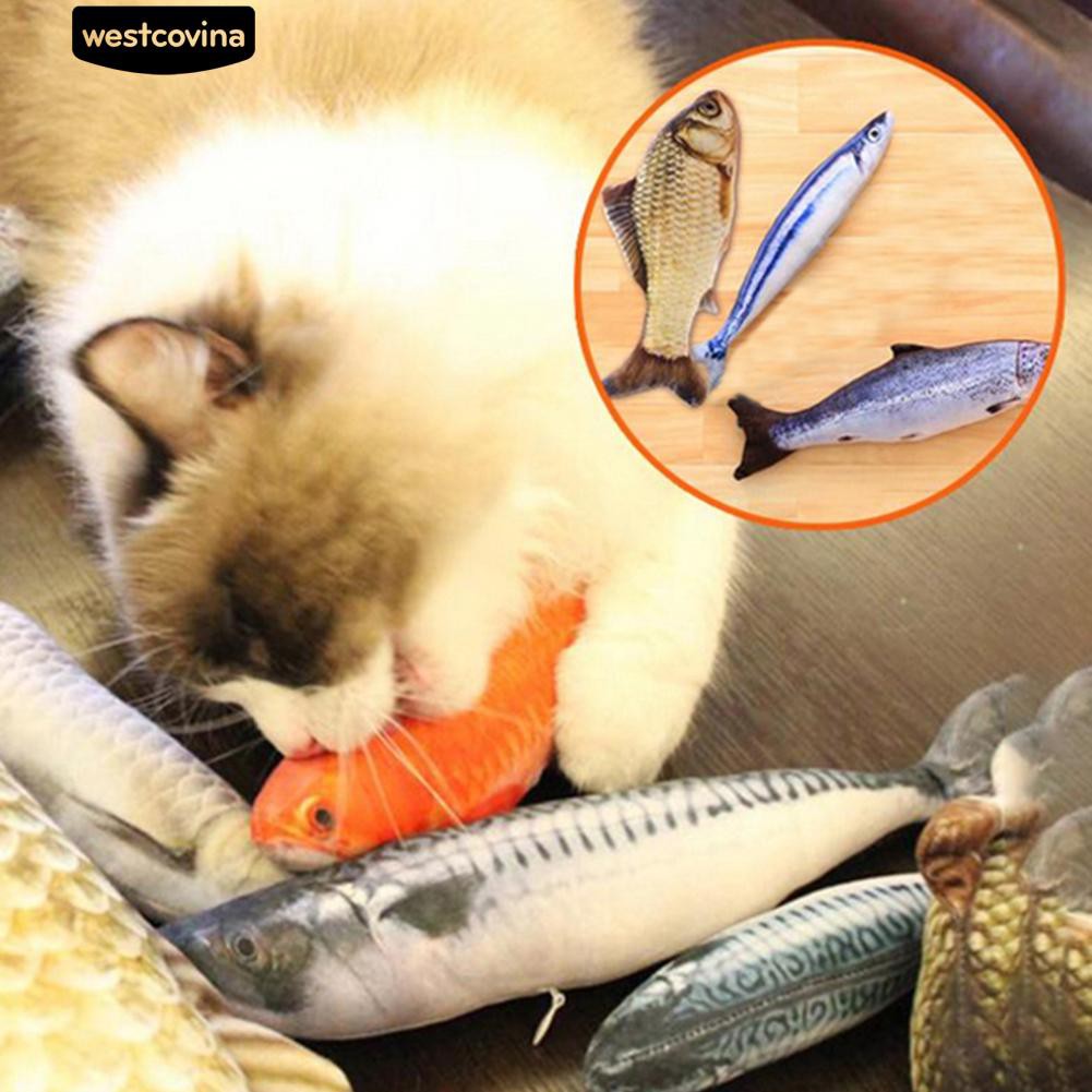 Kucing Ikan Mint Stuffed Fish Bentuk Lempar Bantal Pet Cat Scratch Playing Toy