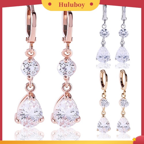 Hu Hu Hu Hu Hu Alat Bantu Pasang Kacamata♡ Anting Tusuk Gantung Bentuk Tetesan Air Hias Berlian Imitasi Untuk Wanita