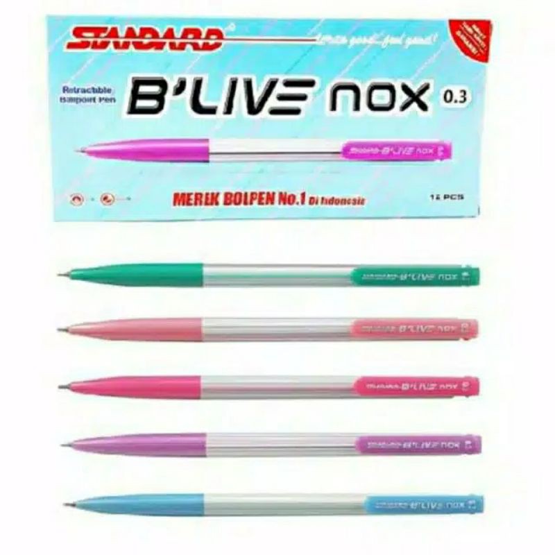 

Standard Pen BLIVE Pulpen B'LIVE NOX 0.3 Isi 12 Bulpen / Bolpen / Bolpoin / Ballpoint / Pena B Live