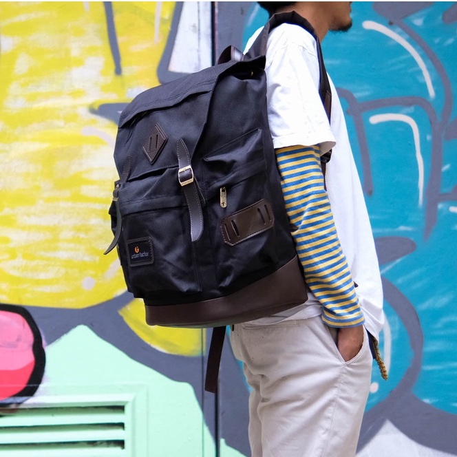 BRAIN STROM BLACK |ManNeedMe x URBAN| Tas Ransel Punggung Pria Wanita Backpack Kuliah / Kerja ORI