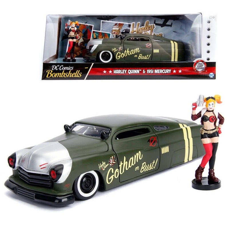 Jada Toys DC Comics Bombshells Harley Quinn & 1951 Mercury Die-cast Car, 1: 24 Scale Vehicle & 2.75"