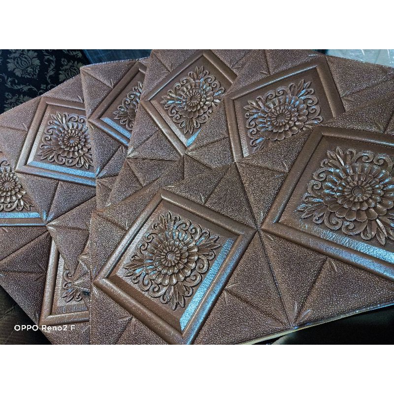 Wallpaper 3D foam tatami cokelat tebal