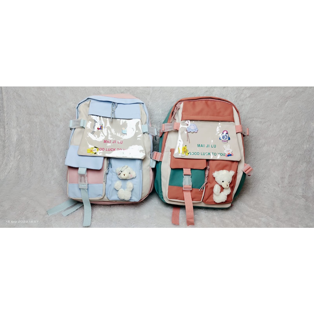 JK 972 1KG MUAT 2PCS TAS RANSEL SEKOLAH ANAK PEREMPUAN IMPORT MODEL KOREA SD SMP SMA KULIAH JALAN GADIS AESTHETIC CUTE TAHAN AIR C8858 Y9038 E5256 U4431 T3098