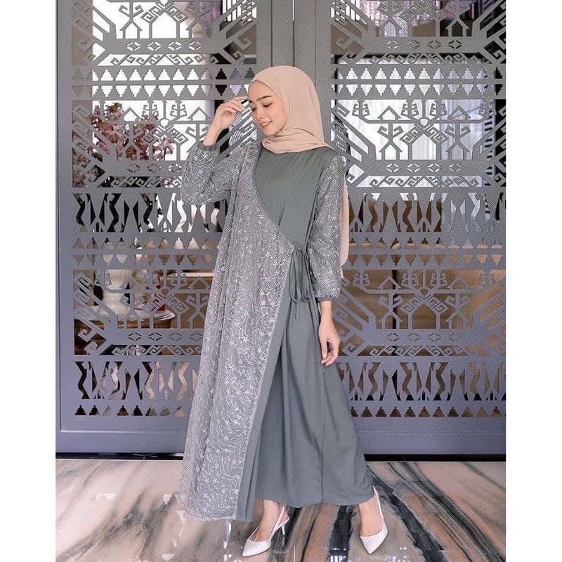 GAMIS BRUKAT MUTIARA RINIA KOMBINASI MOSCREPE / Gamis brokat busui/bumil muslimah GAMIS SWAN TERBARU UKURAN SIZE M L XL XXL JUMBO