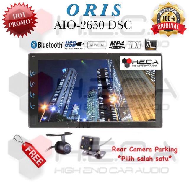 Head Unit ORIS AIO-2650 DSC Mirrorlink AutoLink Double Din Tape Audio Mobil 2650DSC & Kamera Mundur