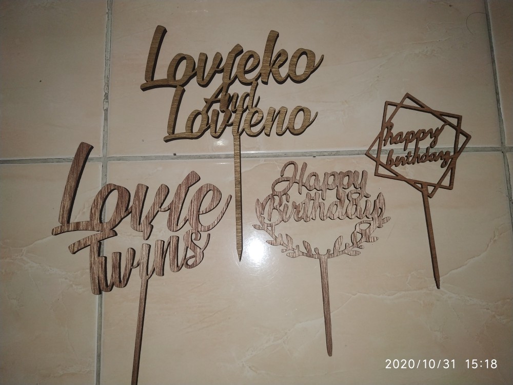 Cake Topper Hiasan Tusukan Kue Dari Kayu