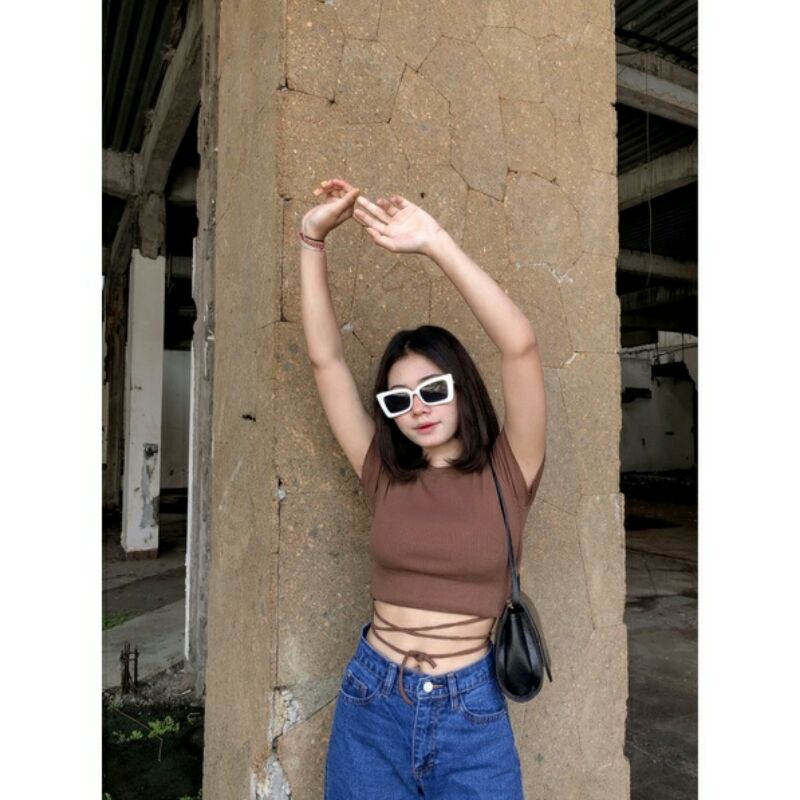 Zahra  Rib crop top / crop tali silang // top rib