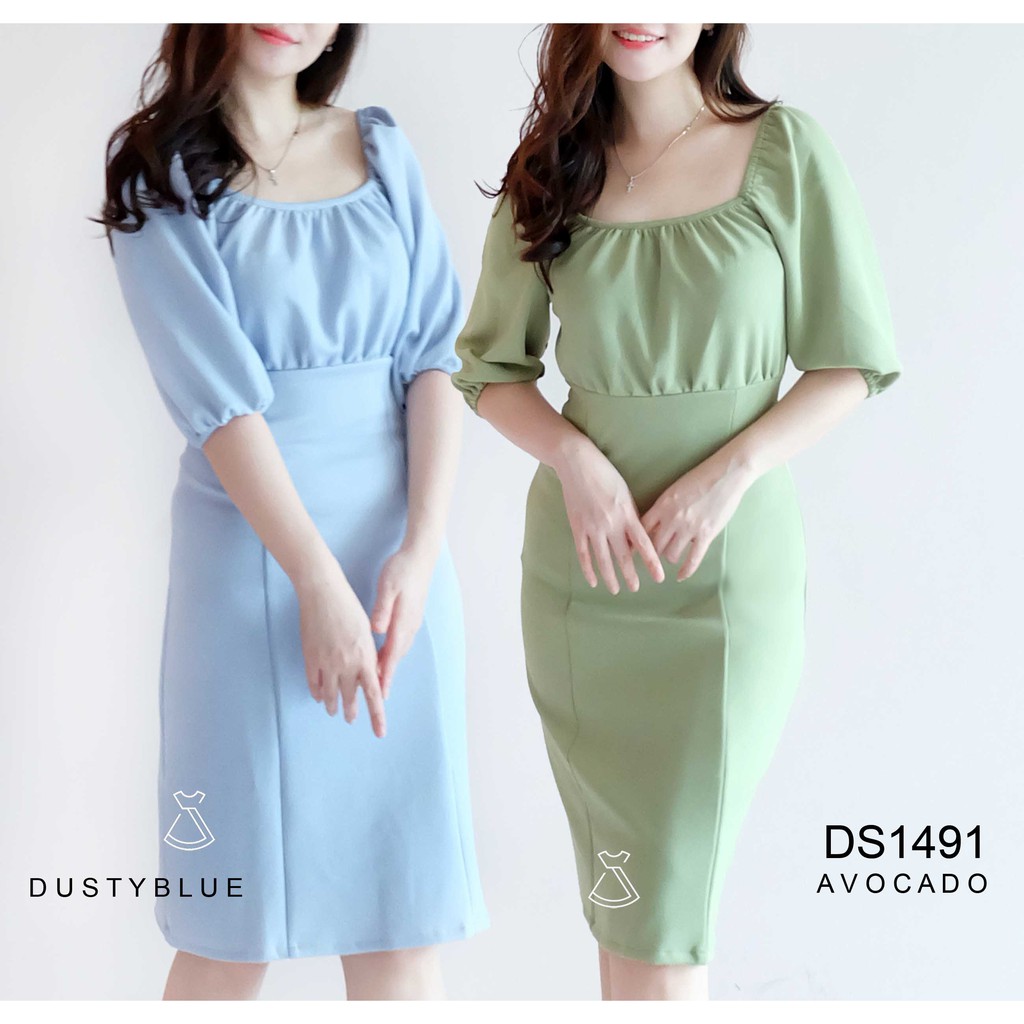 DS1491 - DRESS PESTA SABRINA BASIC SCUBA POLOS DRESS KANTOR SEPAN WANITA MURAH