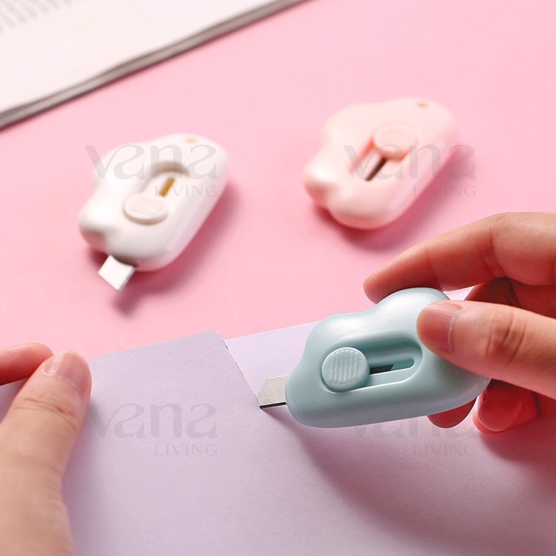 Vana Cutter Mini Lucu Karakter Model Awan Pembuka Paket Cute Aesthetic Pisau Silet Portable Pemotong Isolasi Lakban Kertas