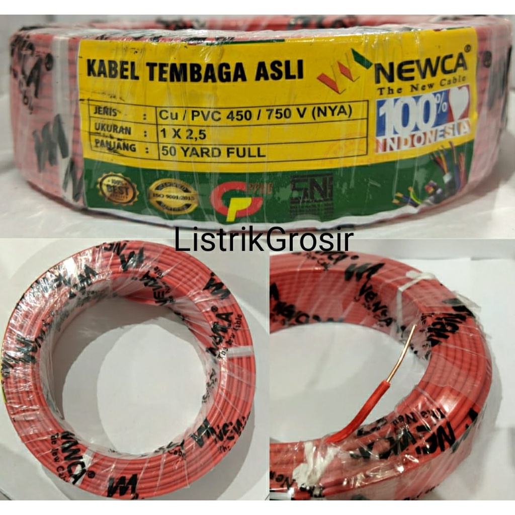 Kabel Engkel 2,5mm Tunggal Newca / Suprera NYA 1x2,5 mm 50y 2.5mm Tembaga Murni SNI By Mikotek Standard PLN