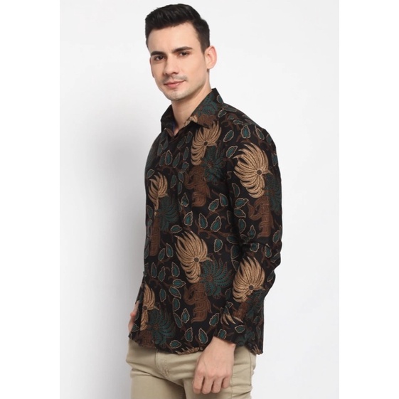 Kemeja Batik Pria Modern Lengan Panjang Casual Modis Slim Fit Trendy Masa Kini OL 162