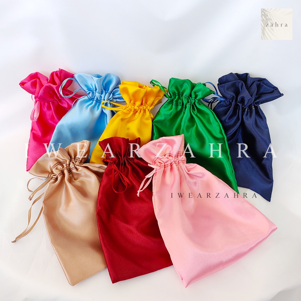 POUCH SATIN - kantong serut bag parcel souvenir drawstring sarung silk goodie bag tempat aksesoris