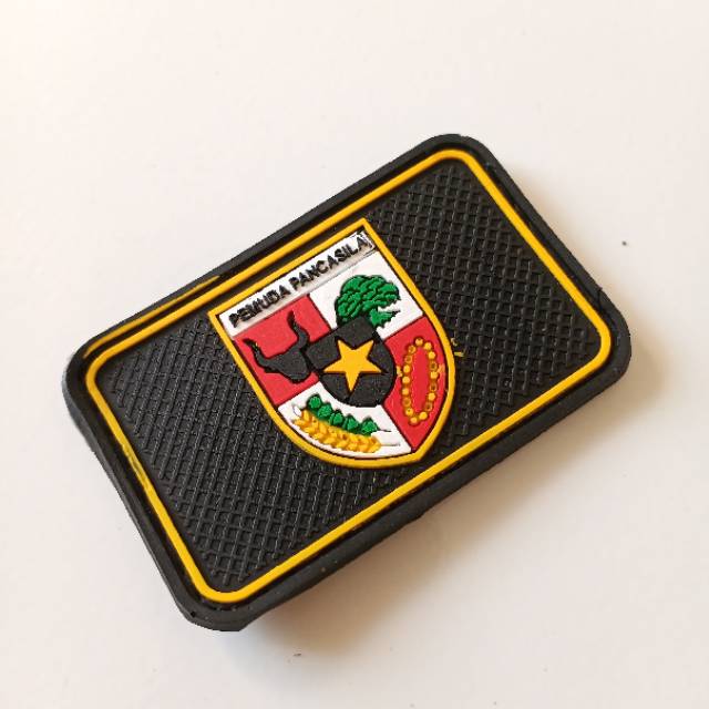 Patch rubber LOGO PP(PEMUDA PANCASILA)PERSEGI EMPAT/tempelan karet emblem velcro