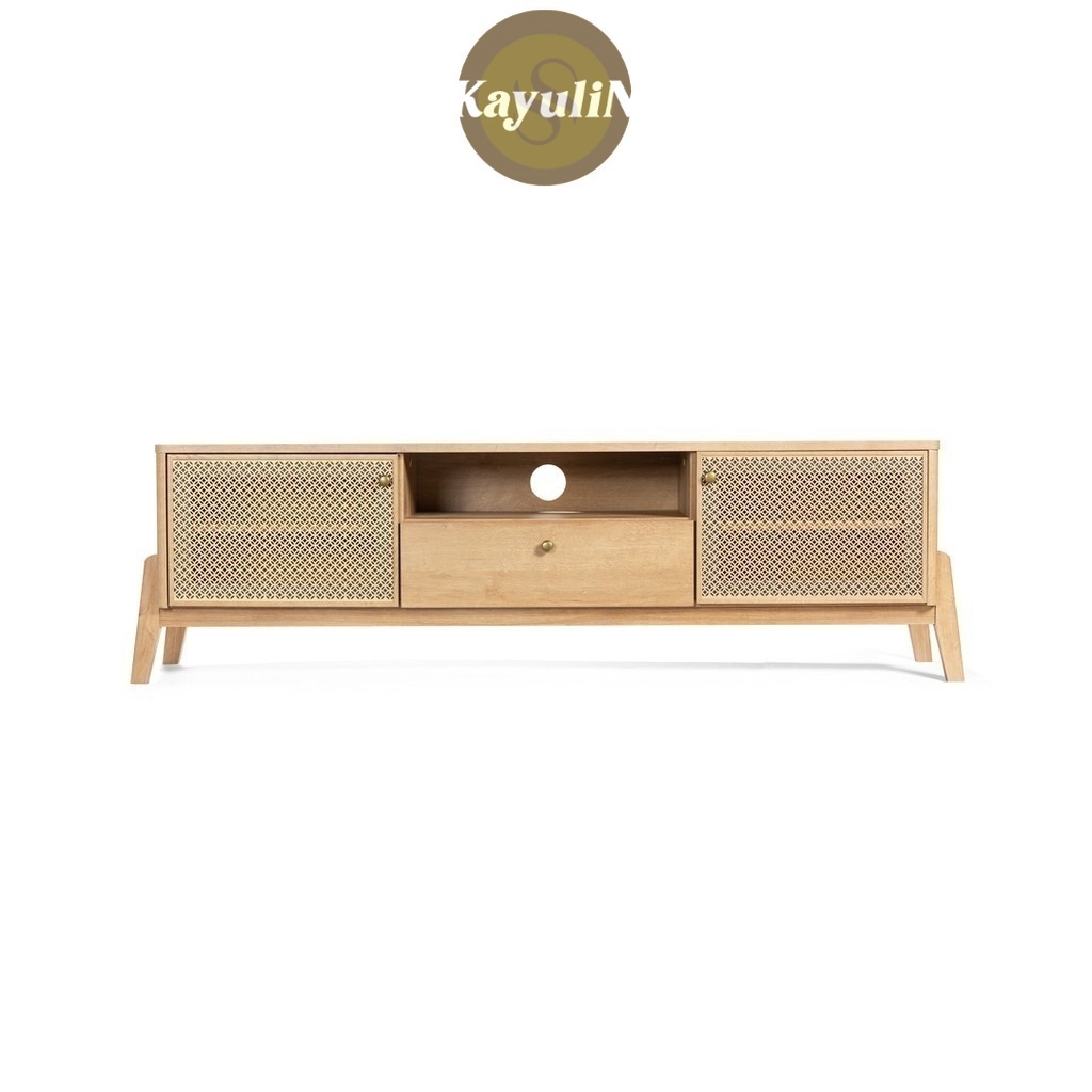 meja tv minimalis kombinasi rotan finishing minimalis kayulin interior - Lc2