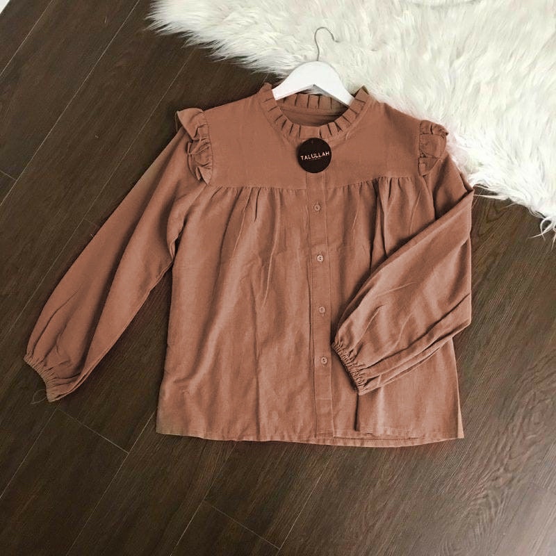 RD FASHION - Blouse Polos Wanita /Puffy-COKLAT TUA