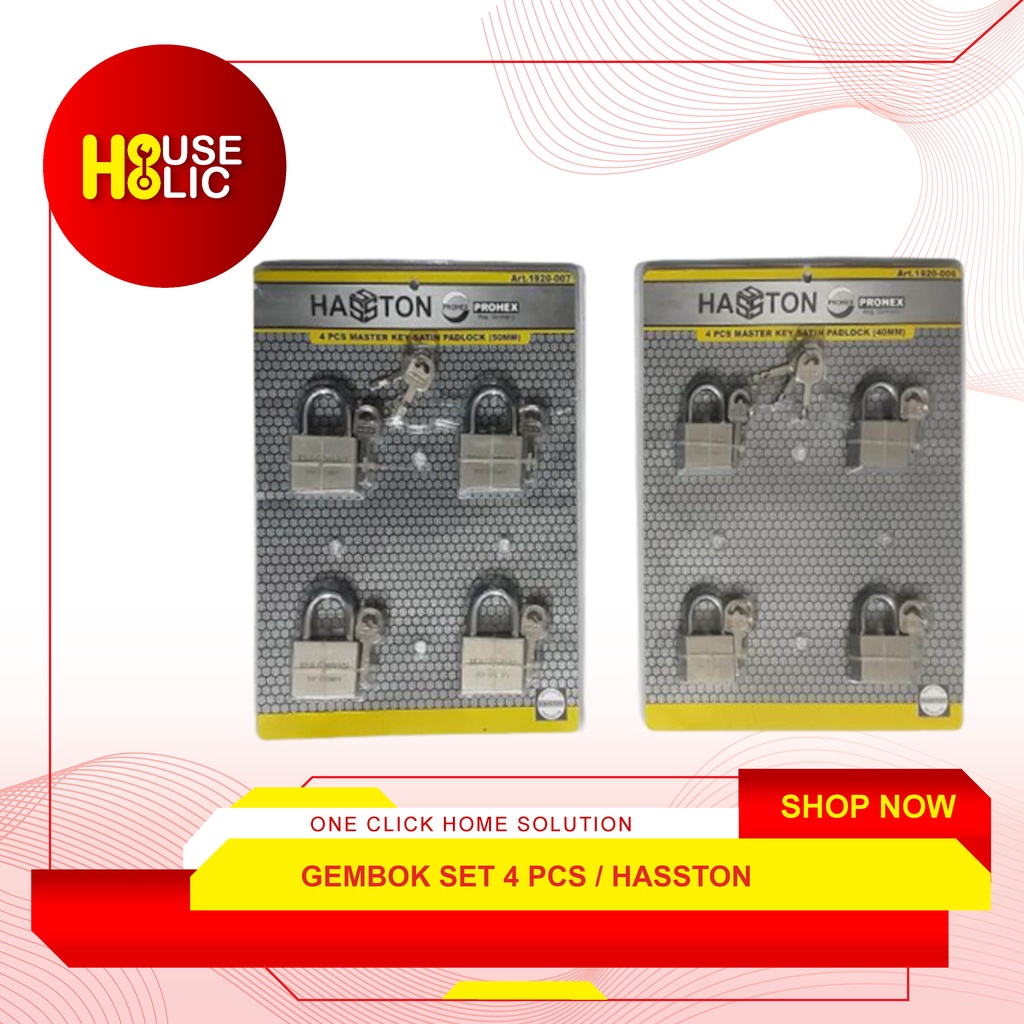 Gembok Master Key Satin Padlock Set 4 Pcs / Gembok Satin Hasston