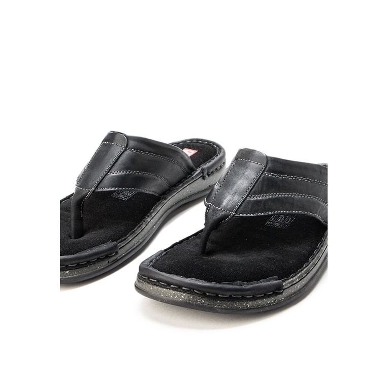 SANDAL CASUAL JIM JOKER PRIA ORIGINAL JEPIT KULIT BRANDED HITAM JJ08