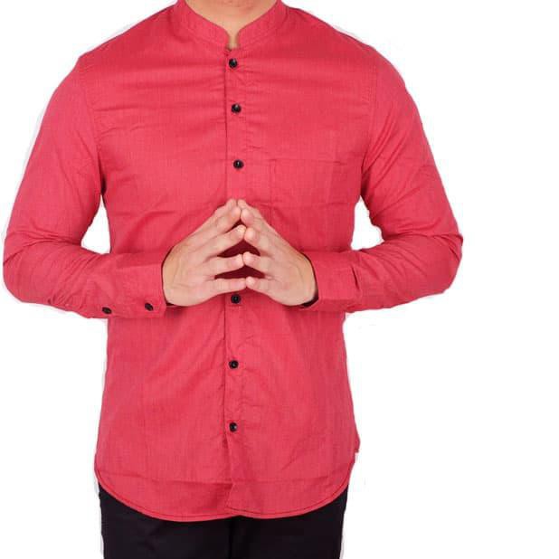 The Kemeja Koko Lengan Panjang Pria | Baju Koko Muslim Panjang Pria Maroon Best