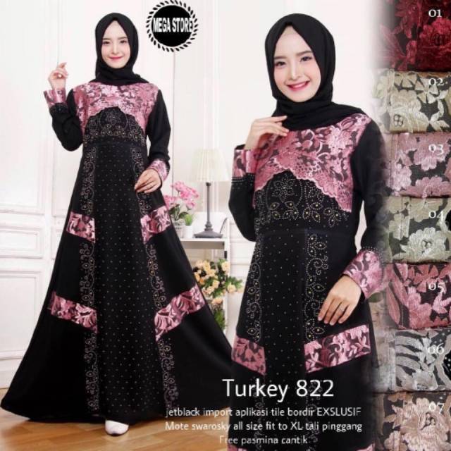 Gamis Arab, gamis abaya, gamis abaya Turkey 822, fashion wanita, fashion muslim