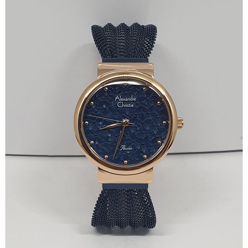 Alexandre Christie Ac 2845 Rosegold Blue Jam Tangan Wanita Original