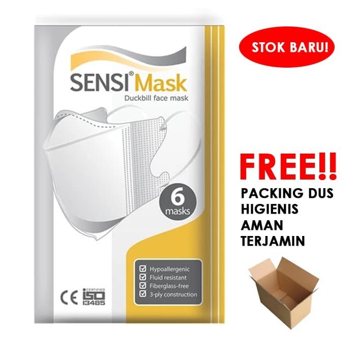 MASKER SENSI DUCKBILL Isi 6 GOLD PACK / SENSI MASK 3 PLY / MASKER MULUT  PRODUK BARU