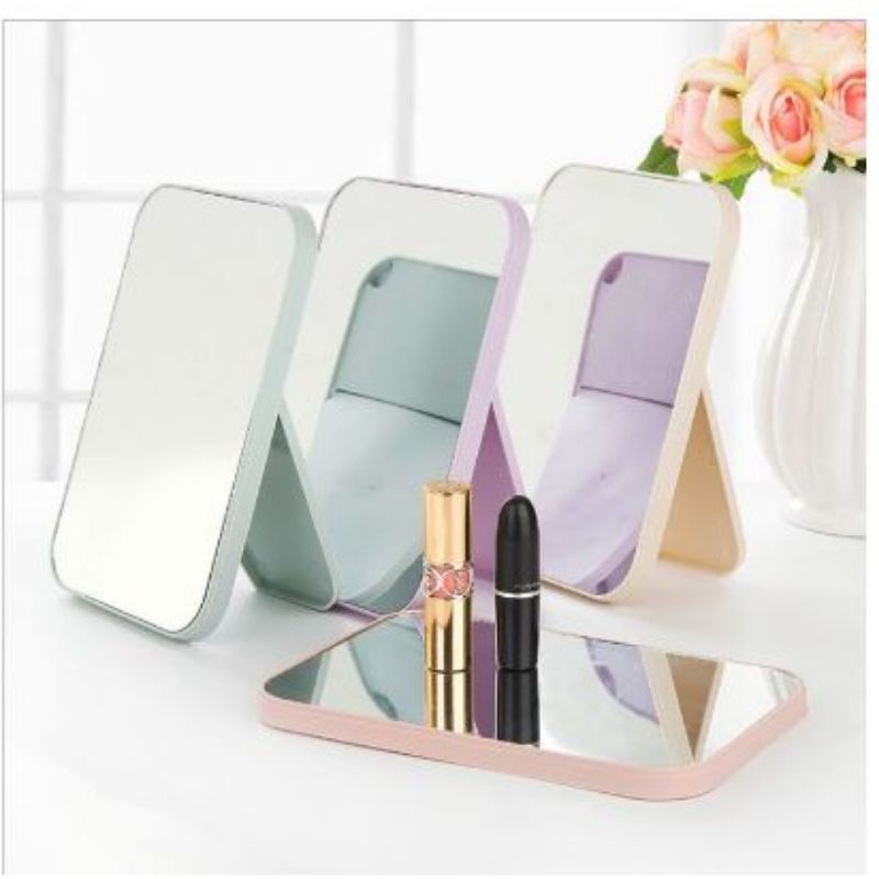 KACA RIAS MAKEUP CERMIN LIPAT PERSEGI SIMPLE PORTABEL/CERMIN MAKEUP SERBAGUNA