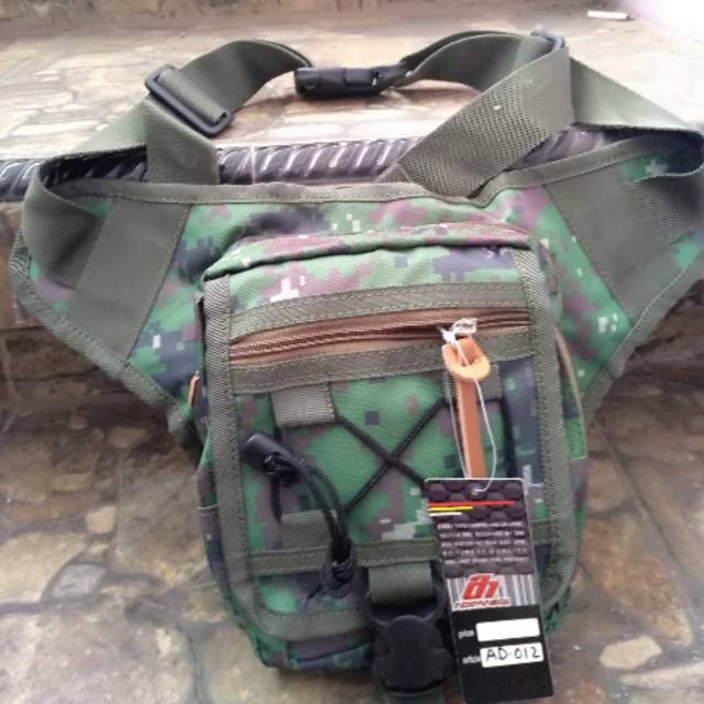 Tas selempang army waistbag loreng tentara hijau