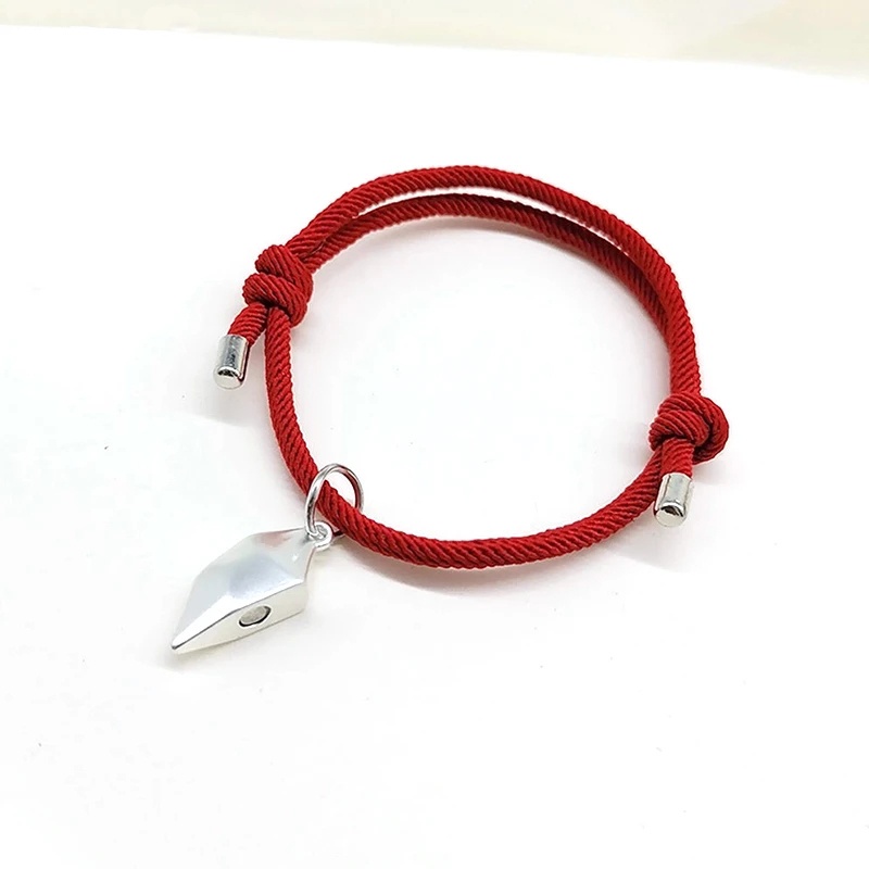 1 Pasang Gelang Tali Kepang Dengan Liontin Hati Magnetik Untuk Anak Laki-Laki Dan Perempuan