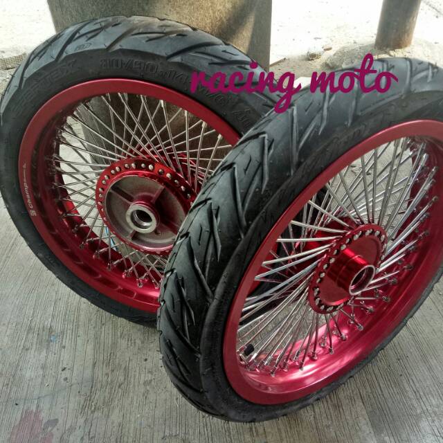 PAKET VELG CHAMP MOTOR SUPRA-KARISMA-REVO RING14-215-250 KOMPLIT UDAH PLUS BAN FDR 14-80/90-70/90