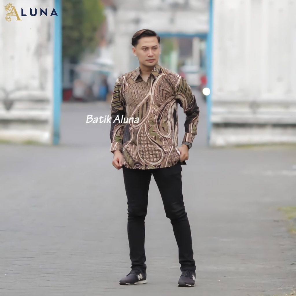 KEMEJA BATIK PRIA LENGAN PANJANG PREMIUM REGULAR MODERN BATIK ALUNA PCW 081