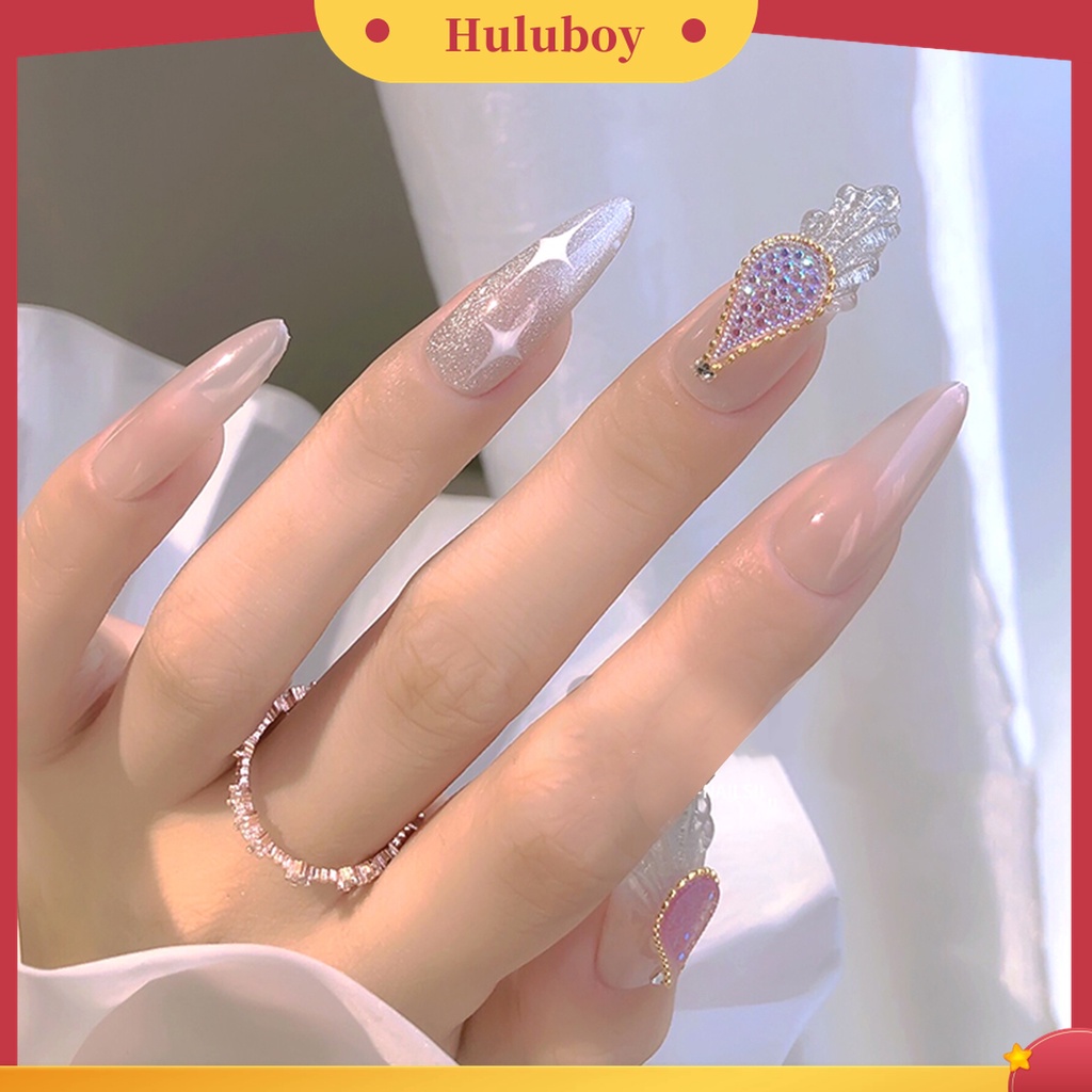 Huluboy Huluboy♡ 2pcs Rantai Manik-Manik Bahan Metal Untuk Dekorasi Nail Art