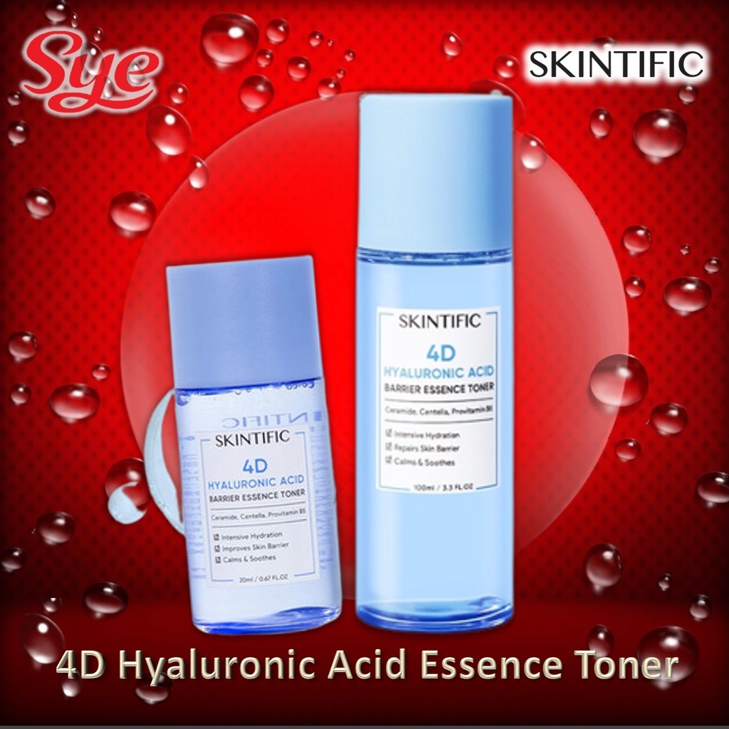 BPOM SKINTIFIC 4D HYALURONIC ACID (HA) BARRIER ESSENCE TONER 20ML &amp; 100ML / SYE