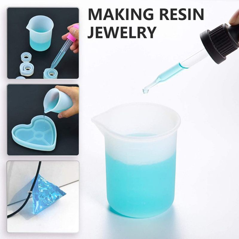 Siy 8pcs Gelas Ukur 100ml Bahan Silikon Epoxy Uv Resin Untuk Membuat Perhiasan Diy