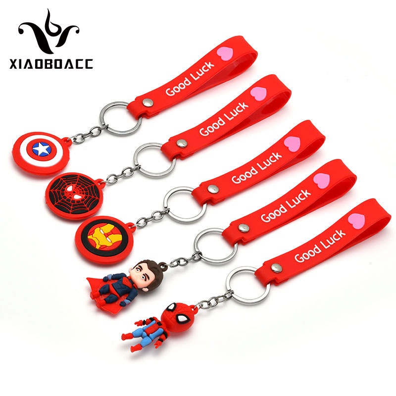 XiaoboACC Gantungan Kunci Desain Kartun Marvel The Avengers Captain America Spiderman