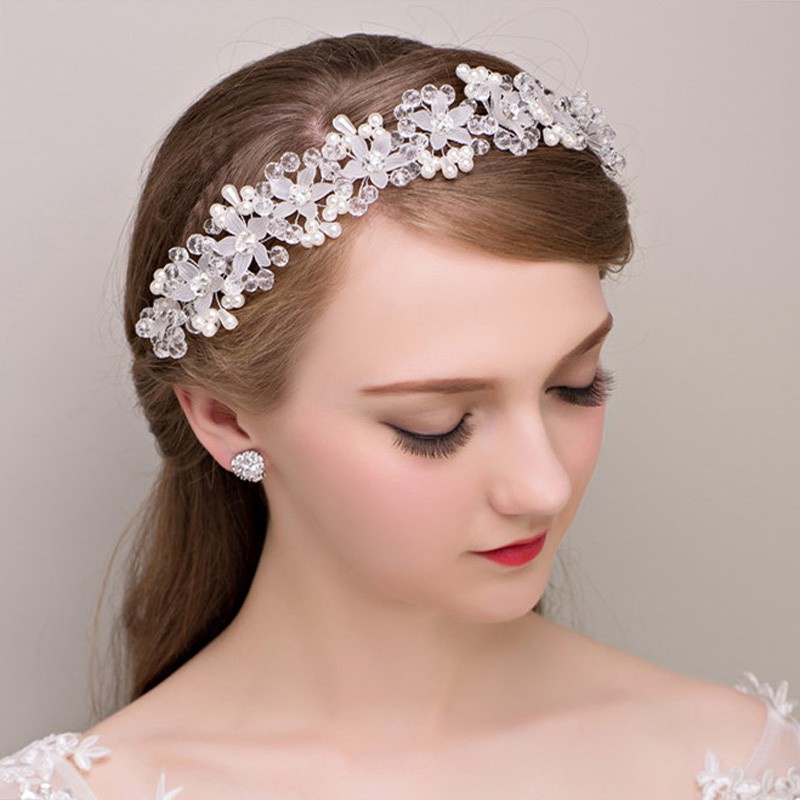 Merry Headpiece - Tiara / Mahkota Bunga Kristal Mutiara untuk Pengantin / Pernikahan - Bridesmaid