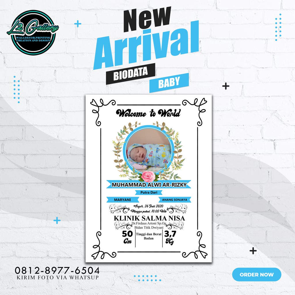 (COD) BIODATA BAYI - BABY BIO - BIODATA KELAHIRAN BAYI UNIK - KADO BABY NEWBORN