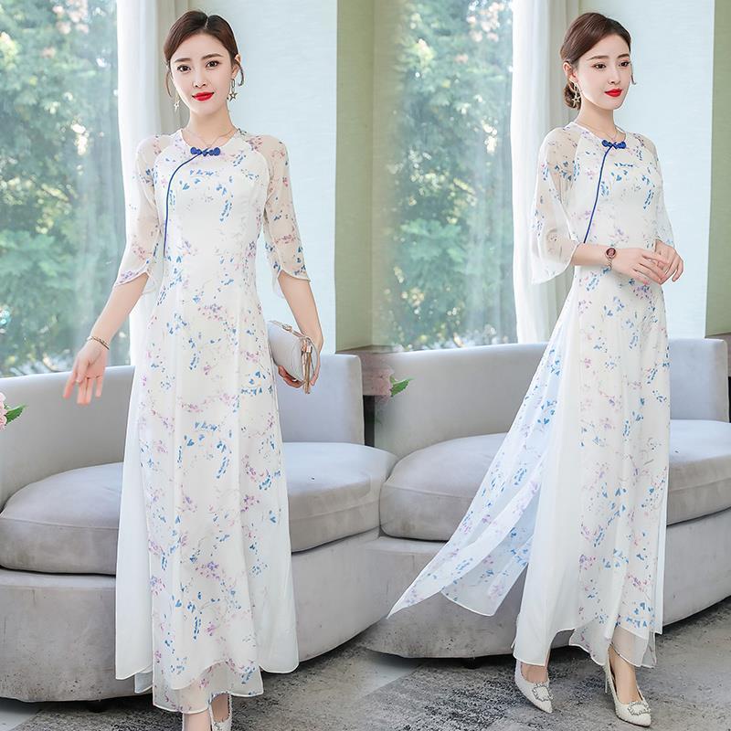 large size women's wear Chinese style retro new improved cheongsam young republic