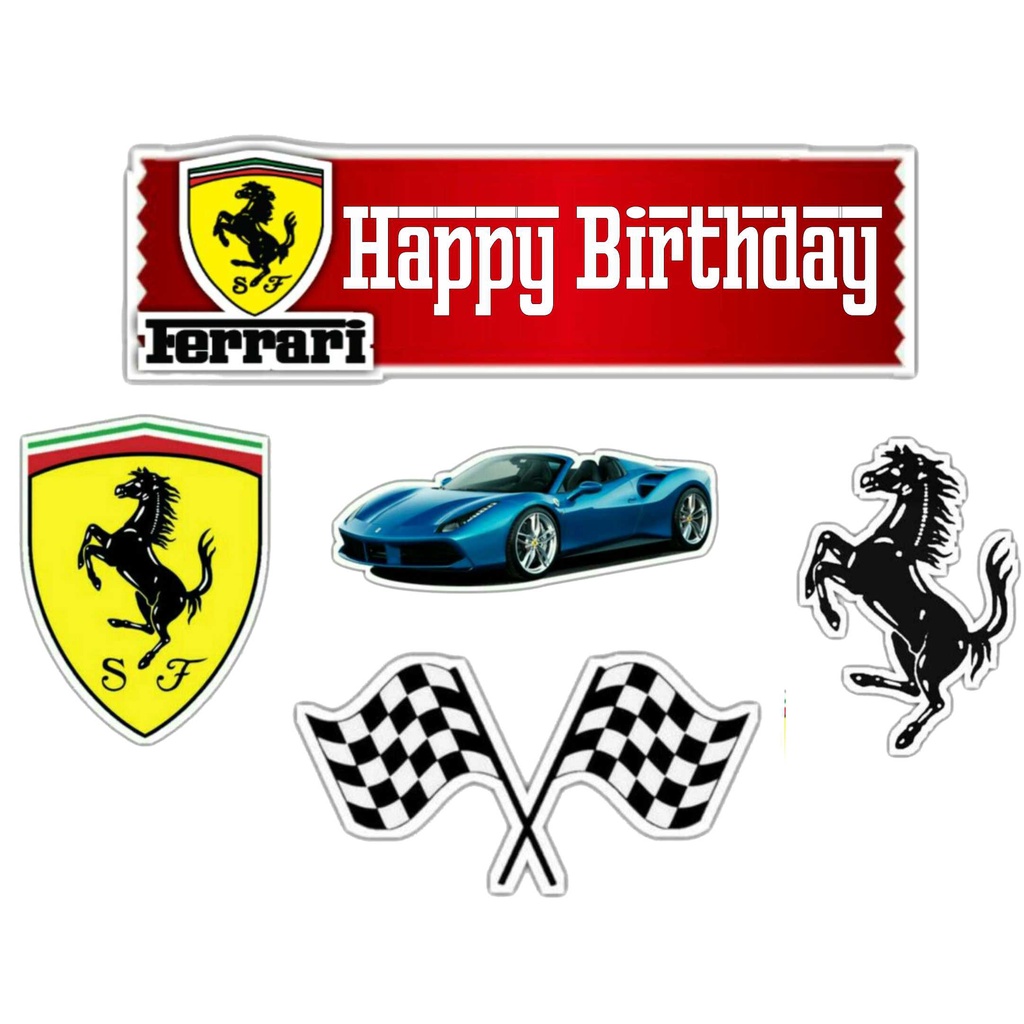 

TOPPER CAKE CUSTOM TOPPER ULANG TAHUN / HIASAN KUE FERARRI