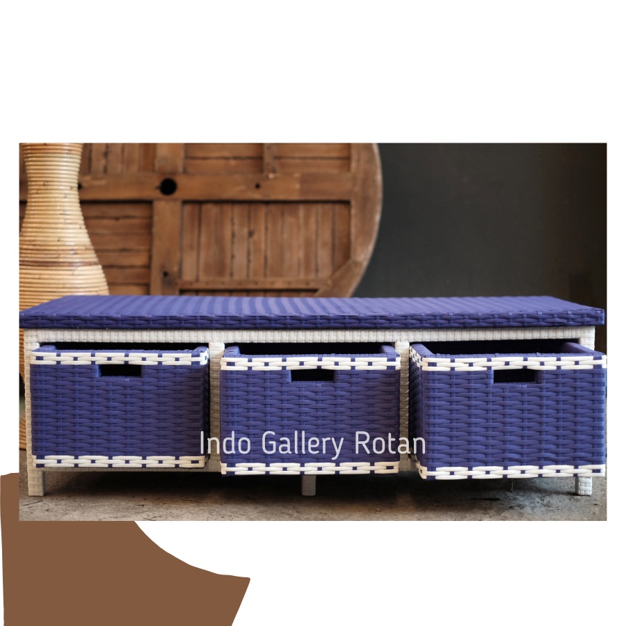 Rak Laci Rotan Sintetis 3 Susun Laci Samping Ukuran Minimalis