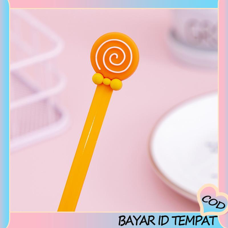 COD❤️ Kreatif Kartun Dasi Kupu-kupu Lollipop Gel Pena 0.5mm Alat Tulis Siswa-A.one