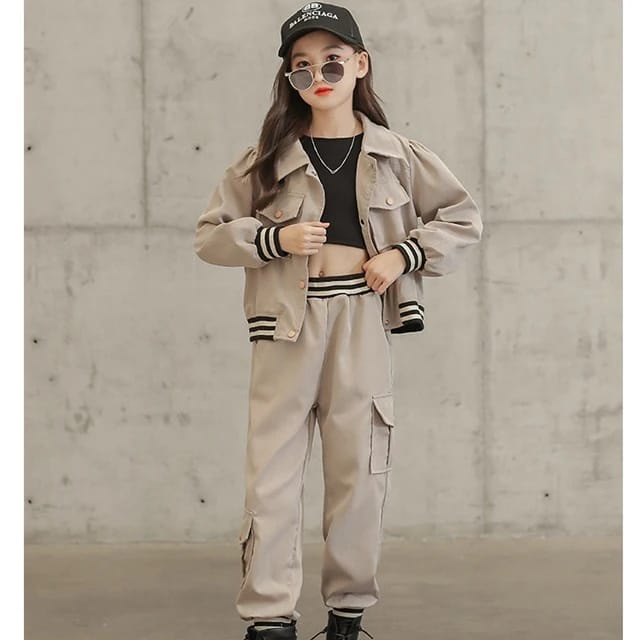 KIERA SET BAJU SETELAN OUTER JAKET CELANA ANAK REMAJA CEWEK KOREA FASHION IMPORT CASUAL