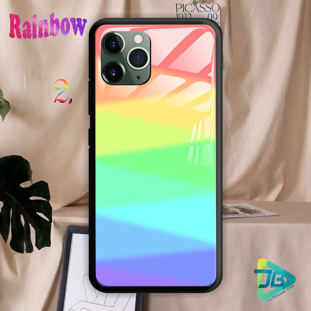 SOFTCASE BACK CASE GLASS KACA RAINBOW OPPO A1K A3S A5S A7 A12 A11K A5 A9 A11X A15 A31 2020 JB3589