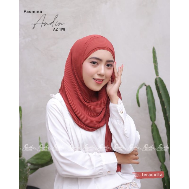 Pashmina plisket Andin by Azamka-Teracotta